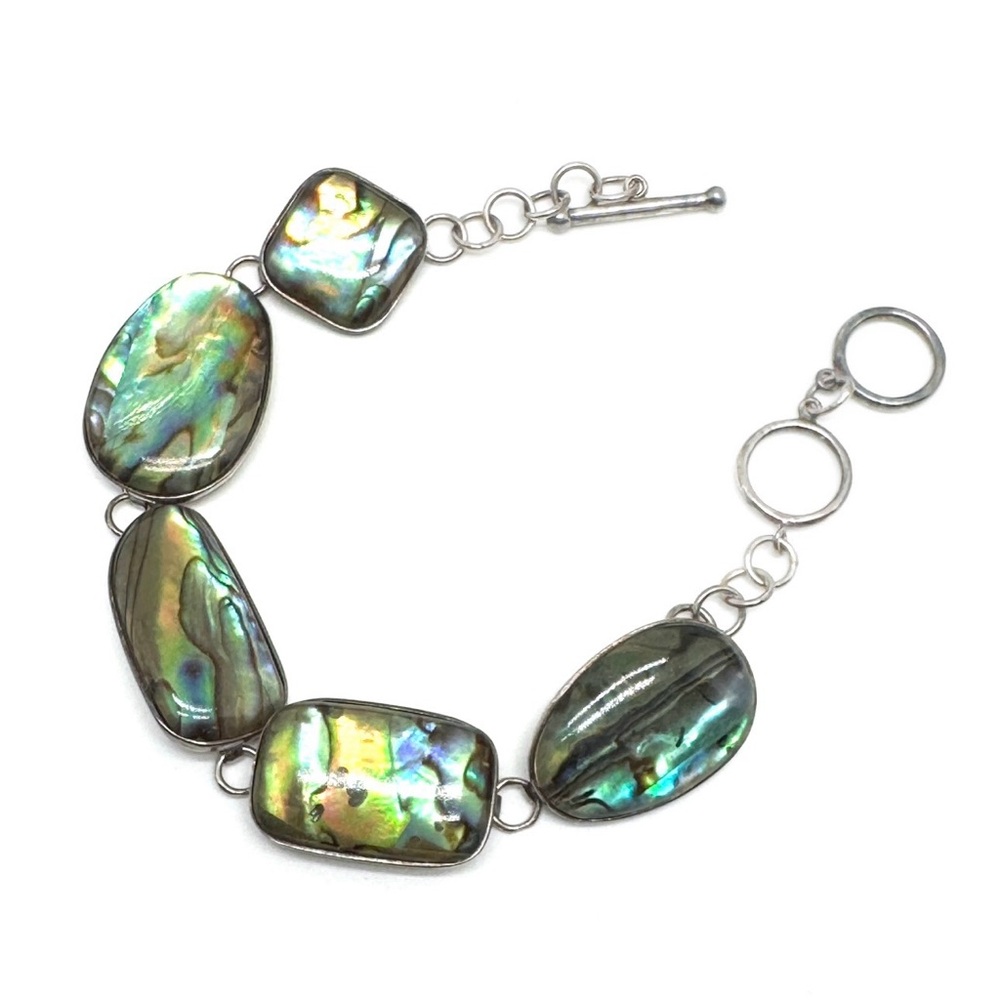 Vintage Sterling Silver and Abalone Shell Bracelet by Lucas Lameth
